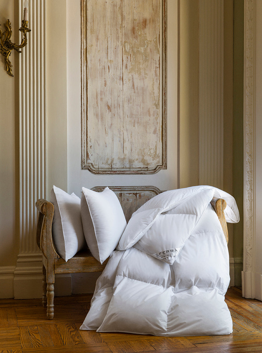 Cornwall Duvet by Sferra | 900+ Loft White Goose Down