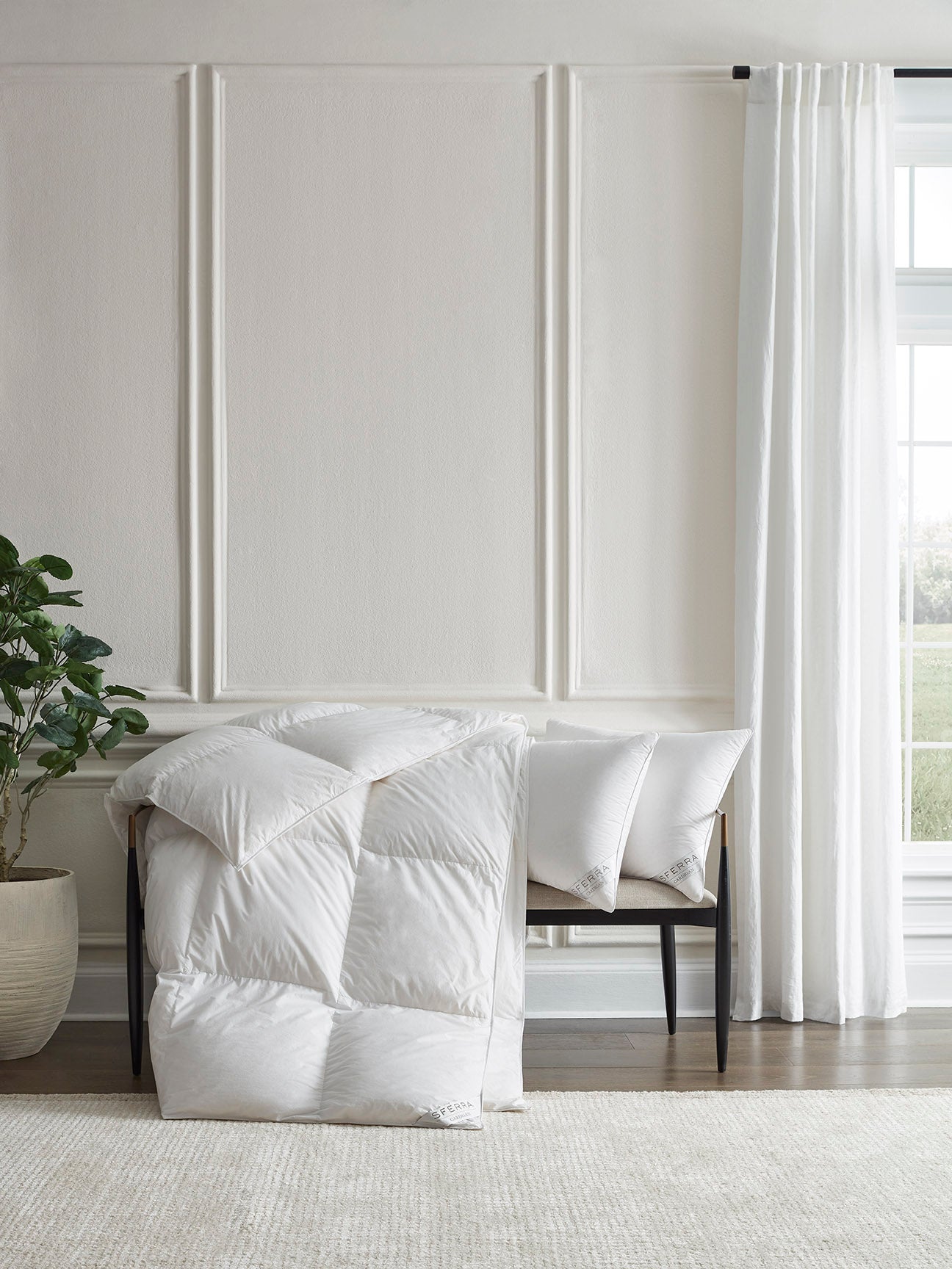 Cardigan Duvet by Sferra | 800+ Loft White Goose Down