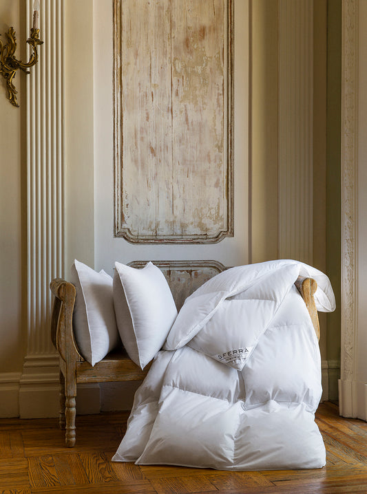 Cornwall Duvet by Sferra | 900+ Loft White Goose Down